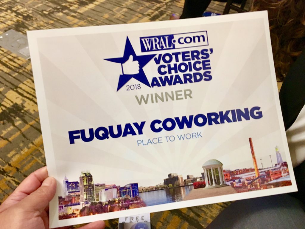 FUQUAY COWORKING VOTED “BEST PLACE TO WORK” IN WRAL’S VOTERS’ CHOICE AWARDS